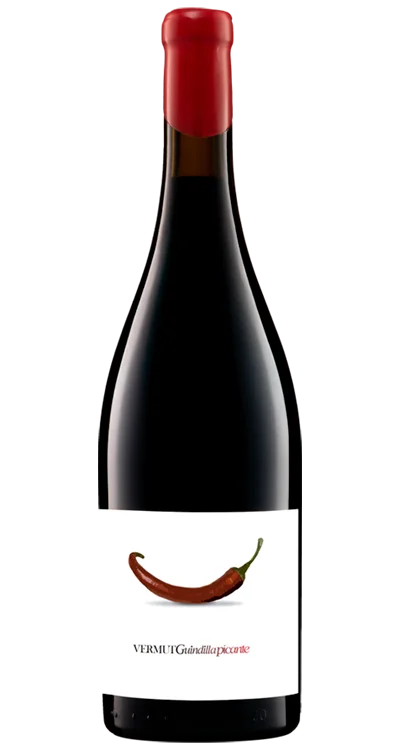 Botella de Vermut La Guindilla ΠΚ, vermut picante artesanal de Zamora.